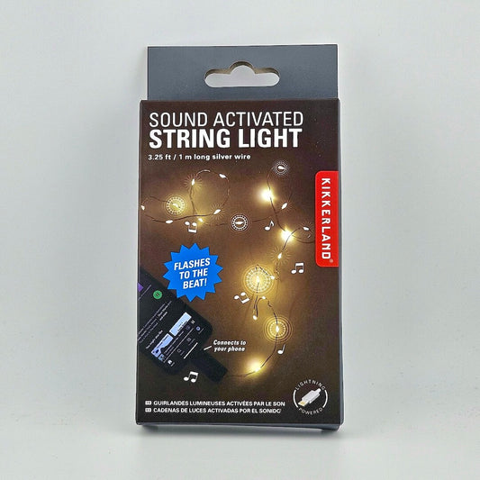 Kikkerland sound-activated string light packaging on a white background