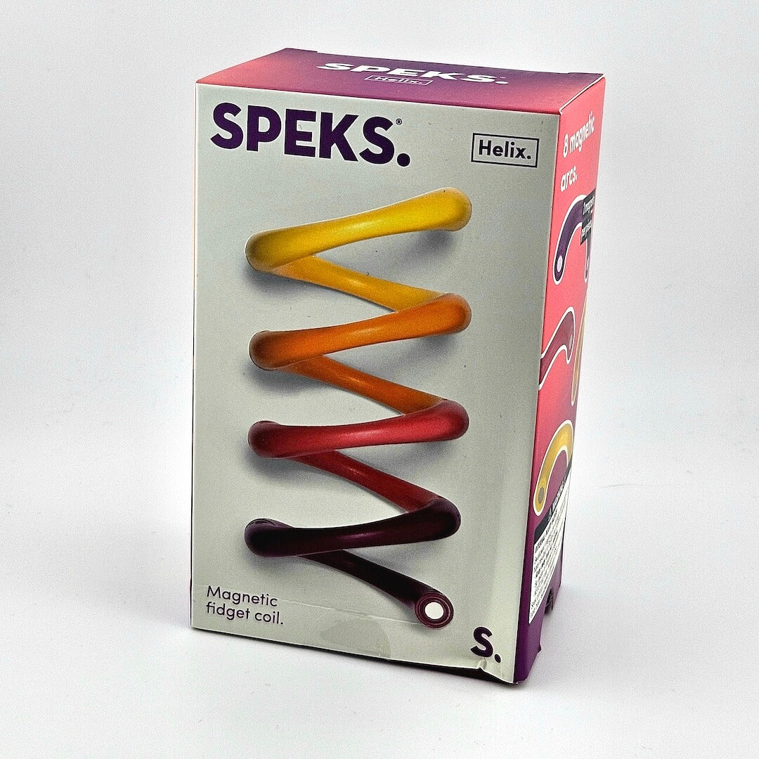 Speks Helix magnetic fidget coil packaging on a white background