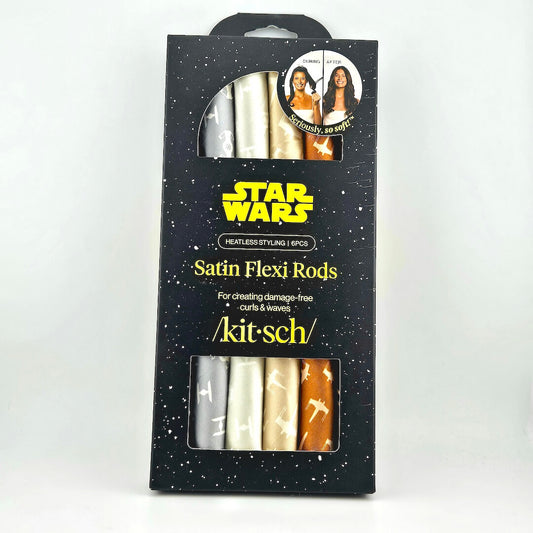 Packaged satin flexi rods with Star Wars branding on a white background