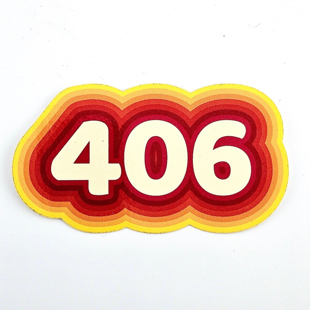 Colorful number '406' sticker with a white background