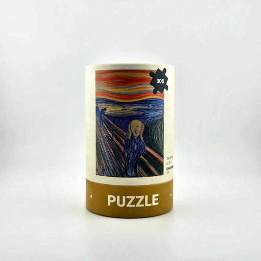 Puzzle box with 'The Scream' design on a white background