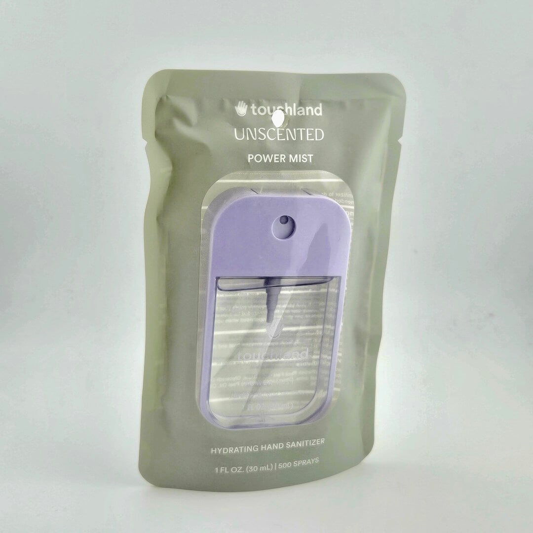 Unscented power mist packaging on a white background