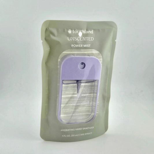 Unscented power mist packaging on a white background