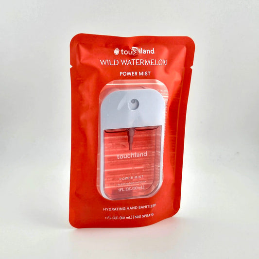 Red package of touchland Wild Watermelon Power Mist on a white background