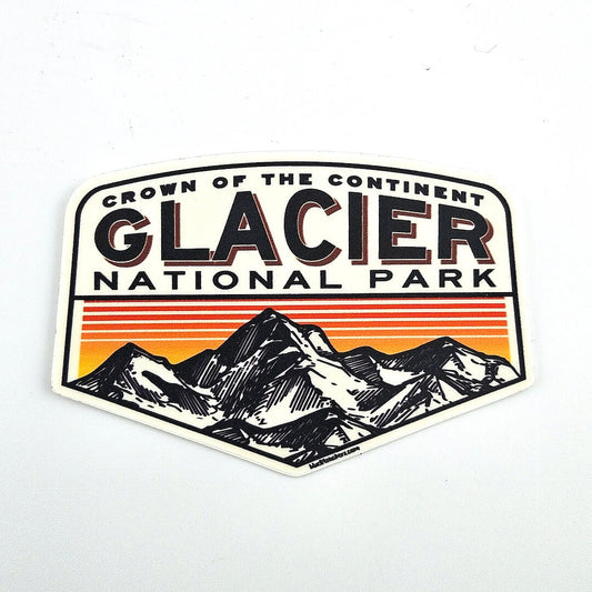 Sticker of Glacier National Park with mountain design on a white background