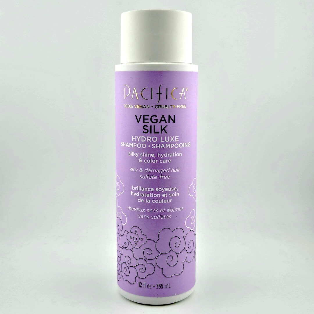 Pacifica Vegan Silk shampoo bottle on a white background