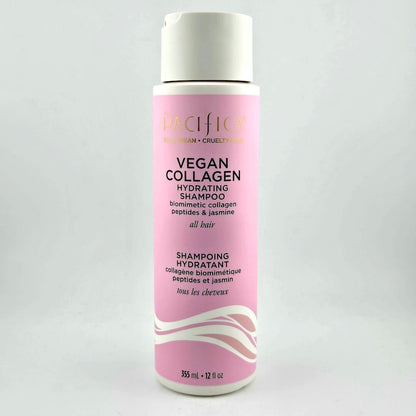 Pink shampoo bottle with white cap on a light gray background