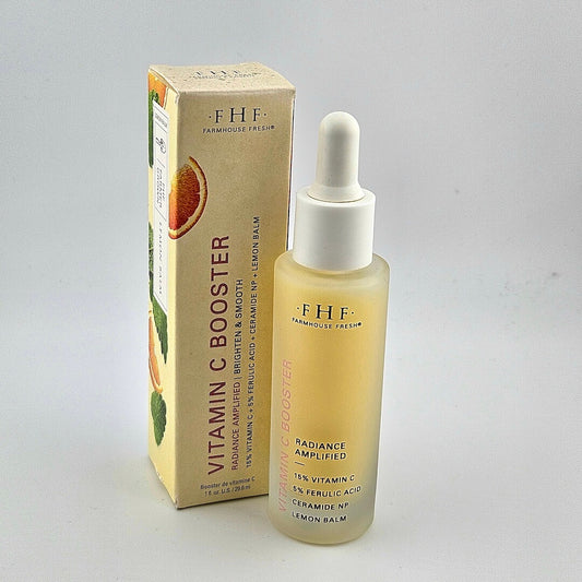 Farmhouse Fresh Vitamin C Booster bottle and packaging on a light gray background