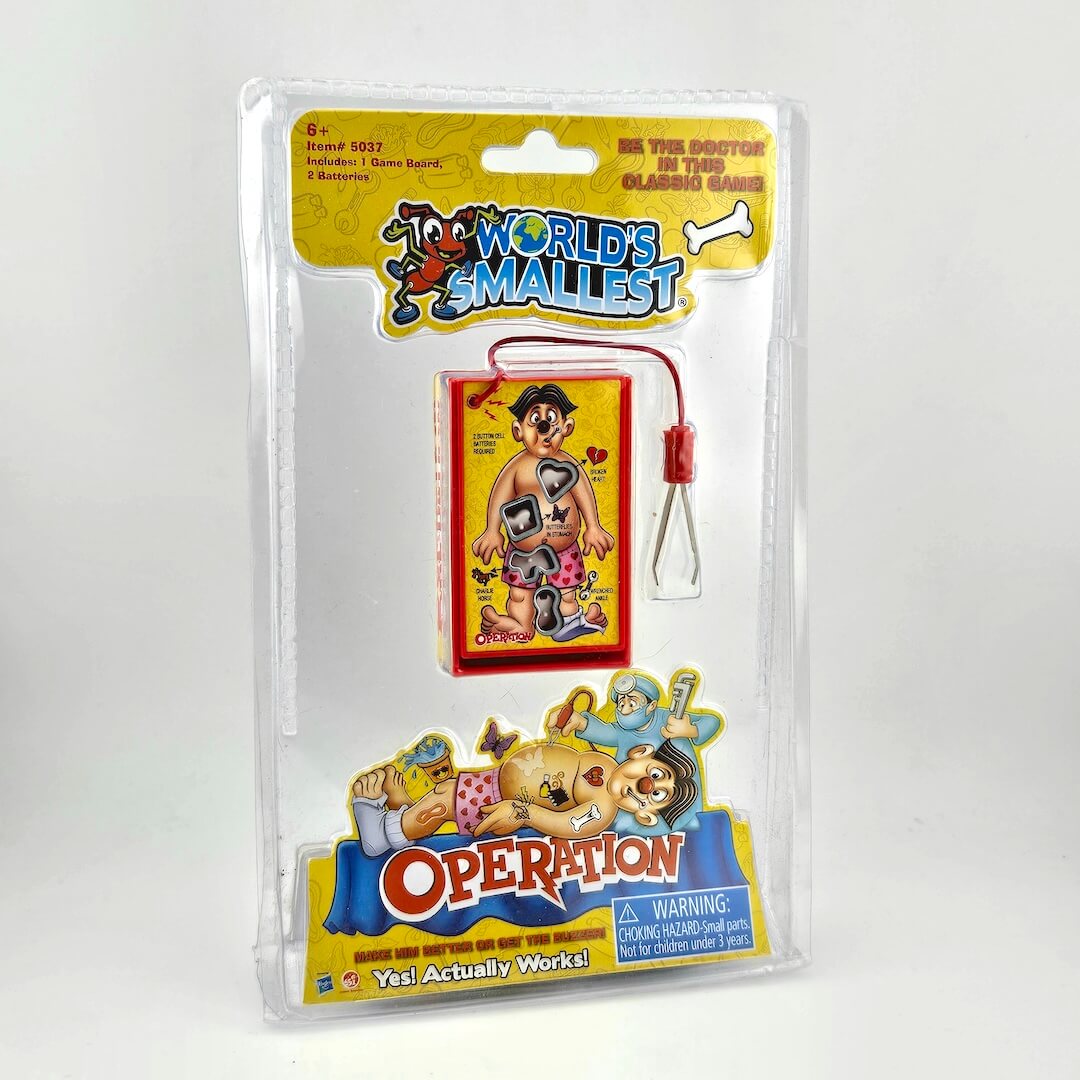 World's Smallest Operation game packaging on a white background