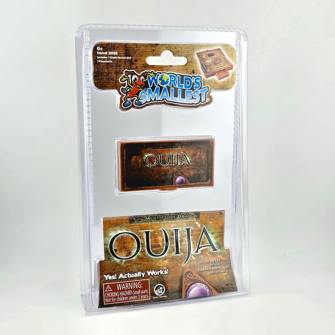 World's Smallest Ouija board packaging on a white background