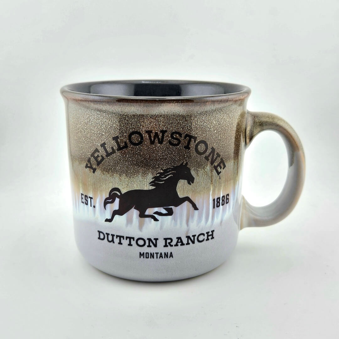 Mug with Yellowstone Dutton Ranch branding on a white background