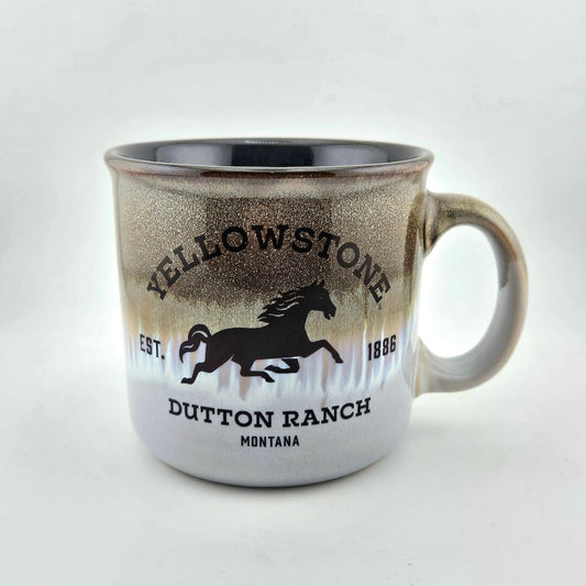 Mug with Yellowstone Dutton Ranch branding on a white background