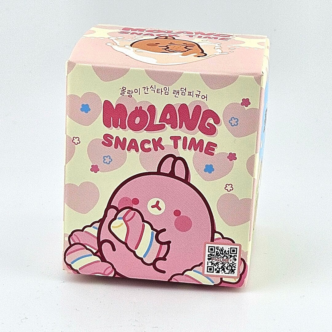 Molang snack time packaging with cartoon character on a light gray background